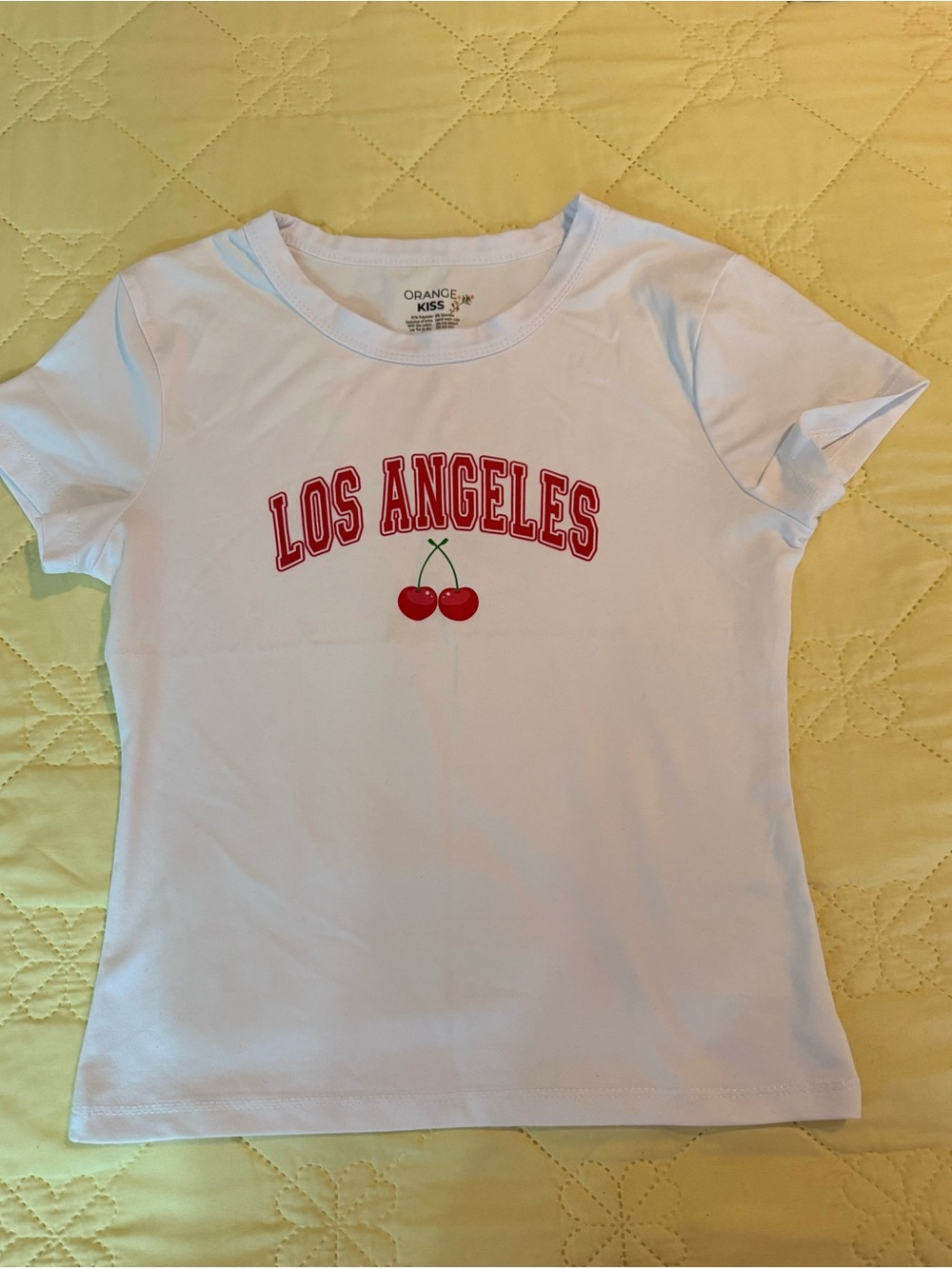 Women White 'Los Angeles' Cherry Graphic Tee